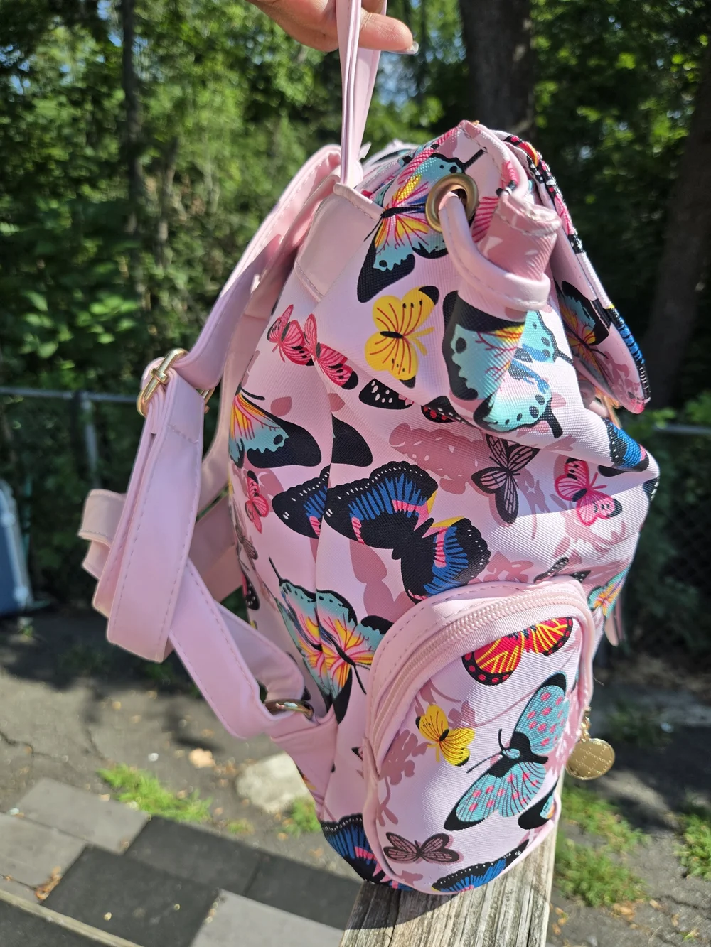 Butterfly-Print Pink Travel Backpack NWT